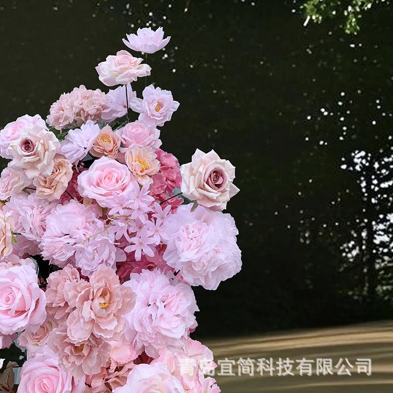 Artificial Flower Pink Cake Tower Floral Art Window Exhibition Hall Arrangement Fake Arch Horn Decoration Row Flower Dessert