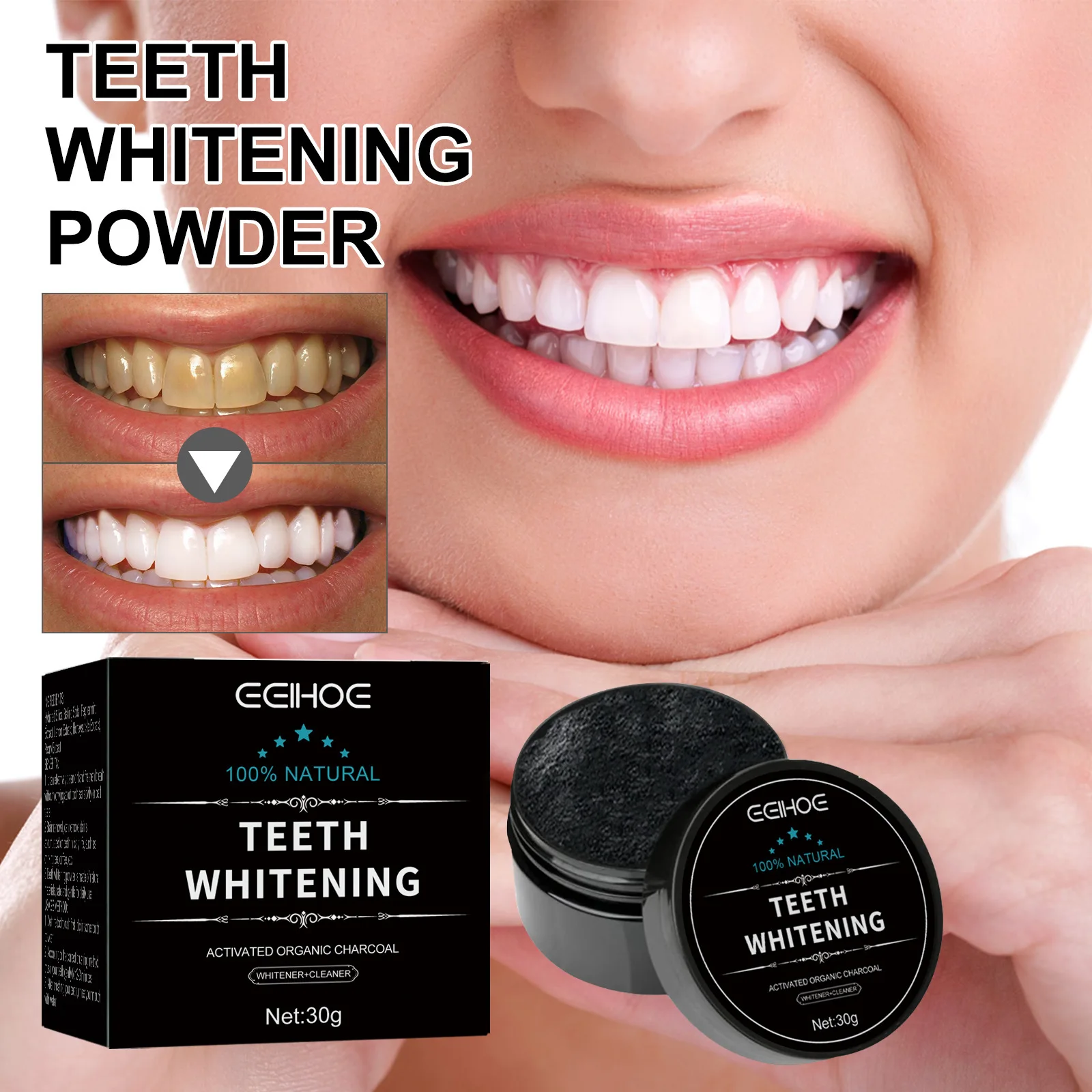 Teeth Whitening Powder Brightening Yellow Teeth Remove Plaque Stain Oral Hygiene Fresh Breath Dental Care Charcoal Cleaning Tool