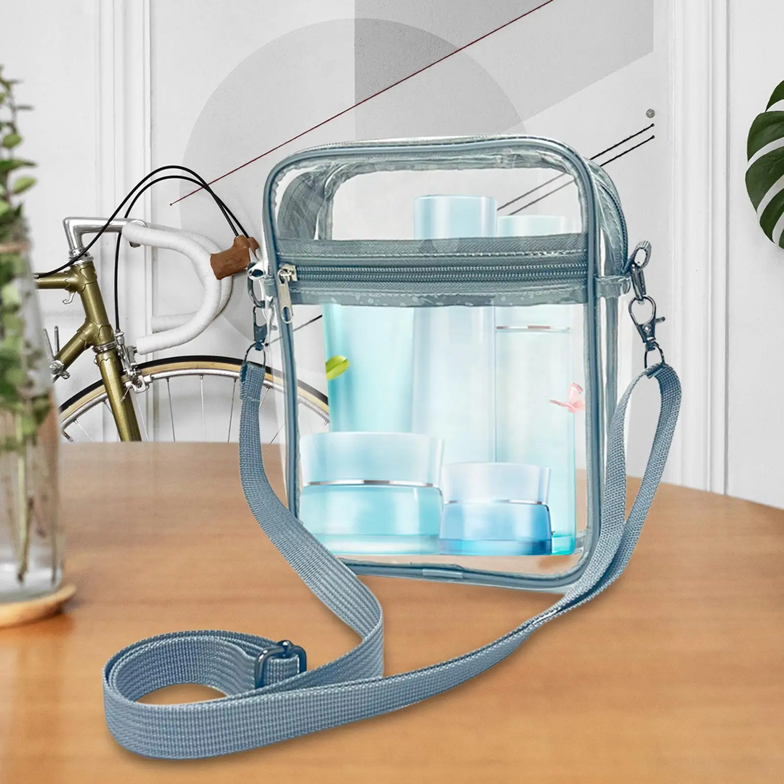 See Through Crossbody Bag Clear PVC Purse Waterproof Stadium Approved Shoulder Bag for Concert Festival Travel Beach
