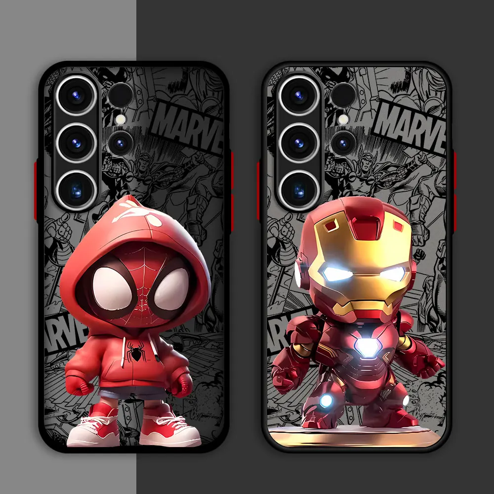 Case for Samsung Galaxy S24 Ultra S23 Ultra S21 S9 S20 FE S22 Plus S10 Lite Hard PC Marvel Iron man Sipiderman Luxury Cover