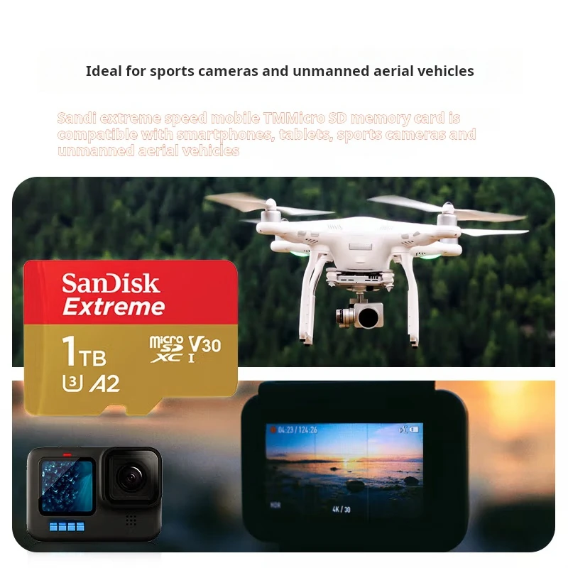 

SanDisk 1TB TF (MicroSD) Memory Card, 4K Gold Card (A2 V30 U3), for Dash Cams, Action Cameras and Drones, Read Speed 190MB/s