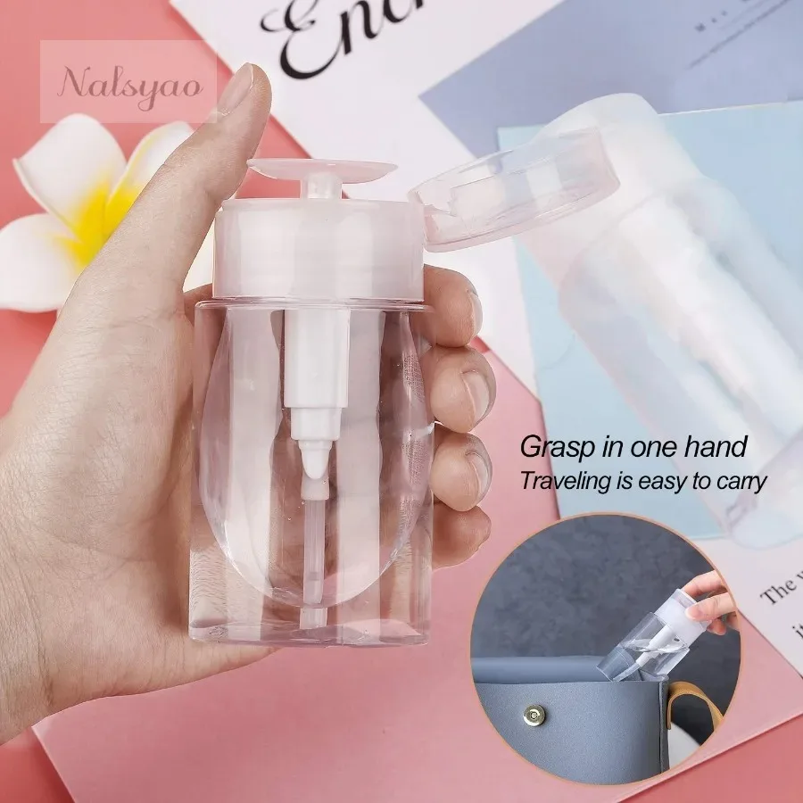 Clear Refillable Empty Pump Bottle 100ml Dispenser Container for Makeup Remover Cleaner Polish Manicure Tools Accessory