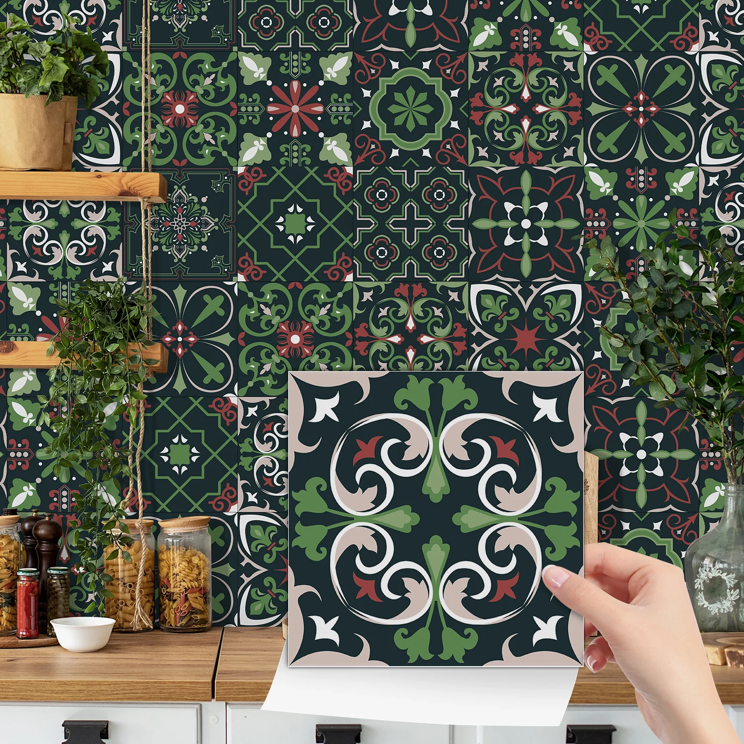 Alwayspon Tile Sticker Peel and Stick Vinyl Wall Decals, Self Adhesive Tile Backsplash for Kitchen and Bathroom