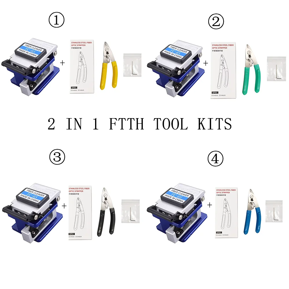 

FTTH Fiber Optic Tool kit 2 In1 FC-6S Cleaver Stainless Steel Stripper Cold Connection Optical Fiber Cable Cutting Knife Tools