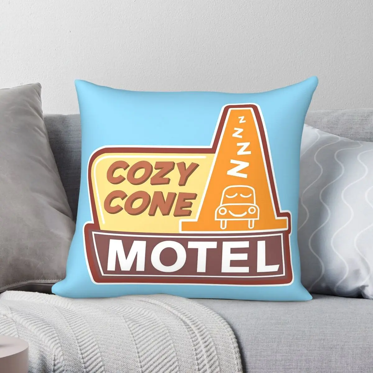 Cozy Cone Motel Radiator Springs Square Pillowcase Polyester Linen Velvet Creative Zip Decor Throw Pillow Case Sofa Seater Cover