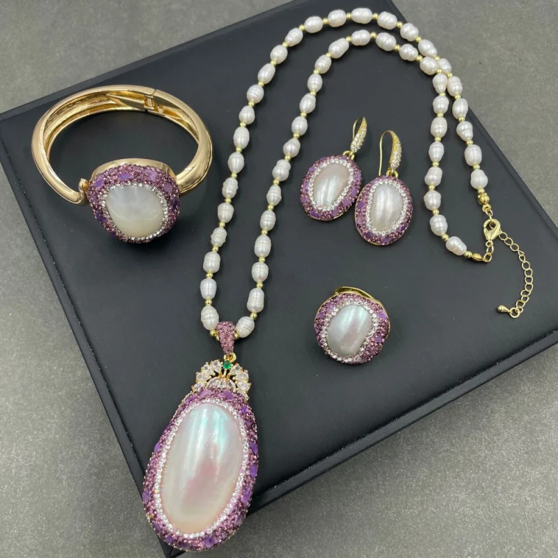 

Personalized And Fashionable Shell Girl Jewelry Set Handmade Party Wedding Dress Lady Necklace Accessories Free Shipping