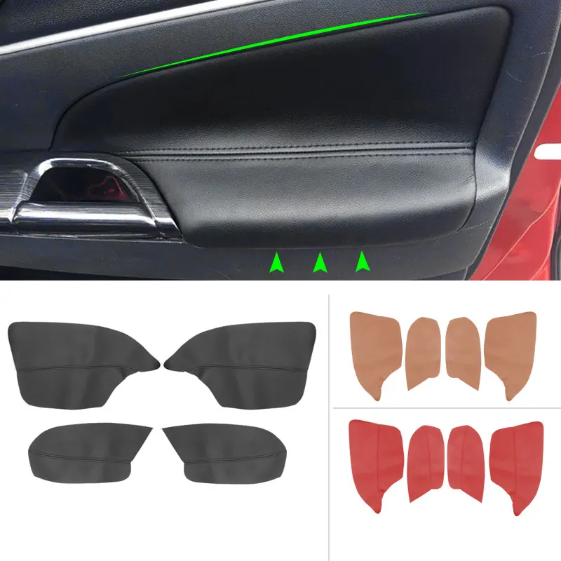 

For Mitsubishi ASX 2013 2014 2015 2016 4PCS Interior Microfiber Leather Door Panel Armrest Cover Protection Trim