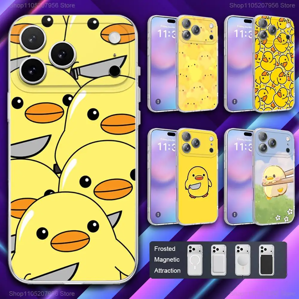 

Yellow Cute D-Duck For iPhone 11,12,15,14,13,17,16,Pro,Plus,E,Max,Air,Mini Magnetic Frosted Cover Phone Case