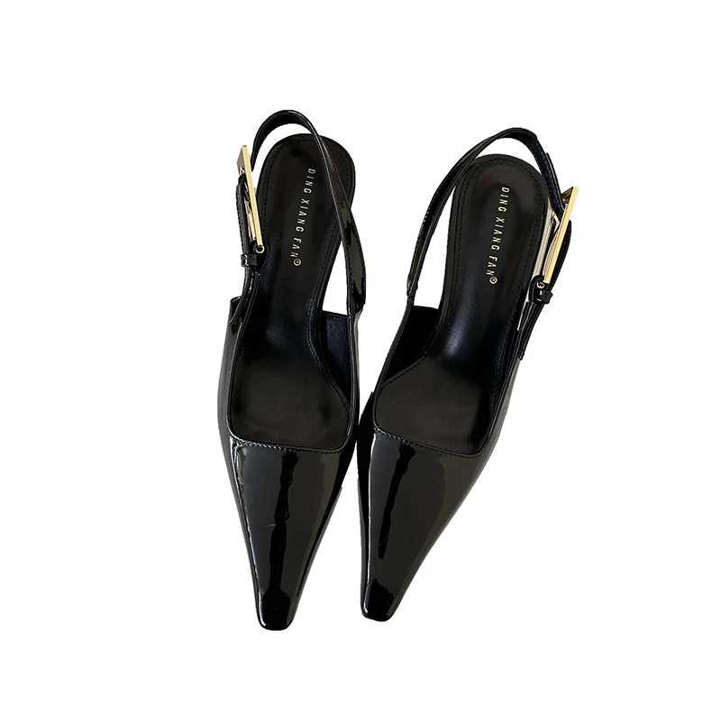 ZOOKERLIN Pointed Sandals Women Concise Style Buckle Strap Shoes For Women Sexy Stiletto Heels Summer Sandalias Metal Decoration