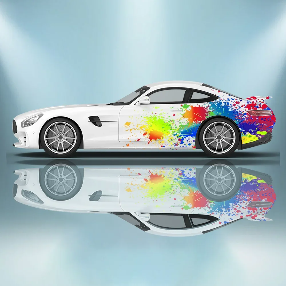 

Brilliant Color Splash Car Vinyl Wraps Decal Self-adhesive Anti Scratch Sticker Suitable for Trucks SUV Decor Auto Accessories