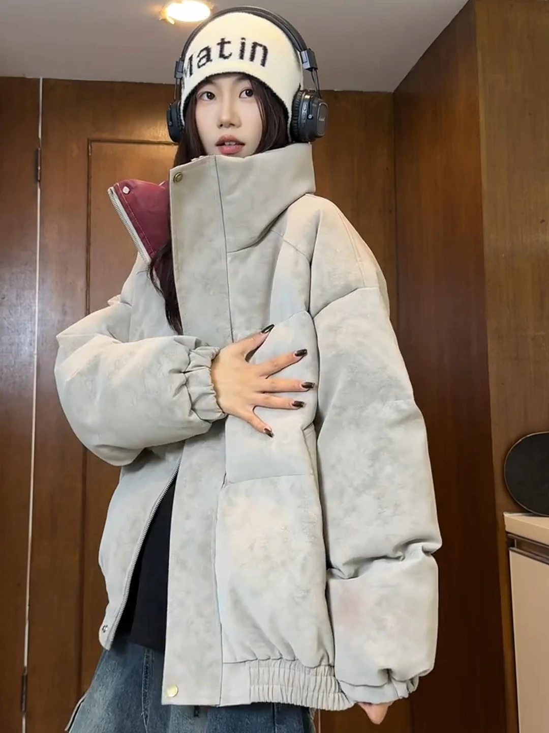 

Мужская утепленная хлопковая куртка-бомбер с эффектом окрашивания, зимняя теплая модная городская куртка на молнии с боковыми карманами и длинными рукавами