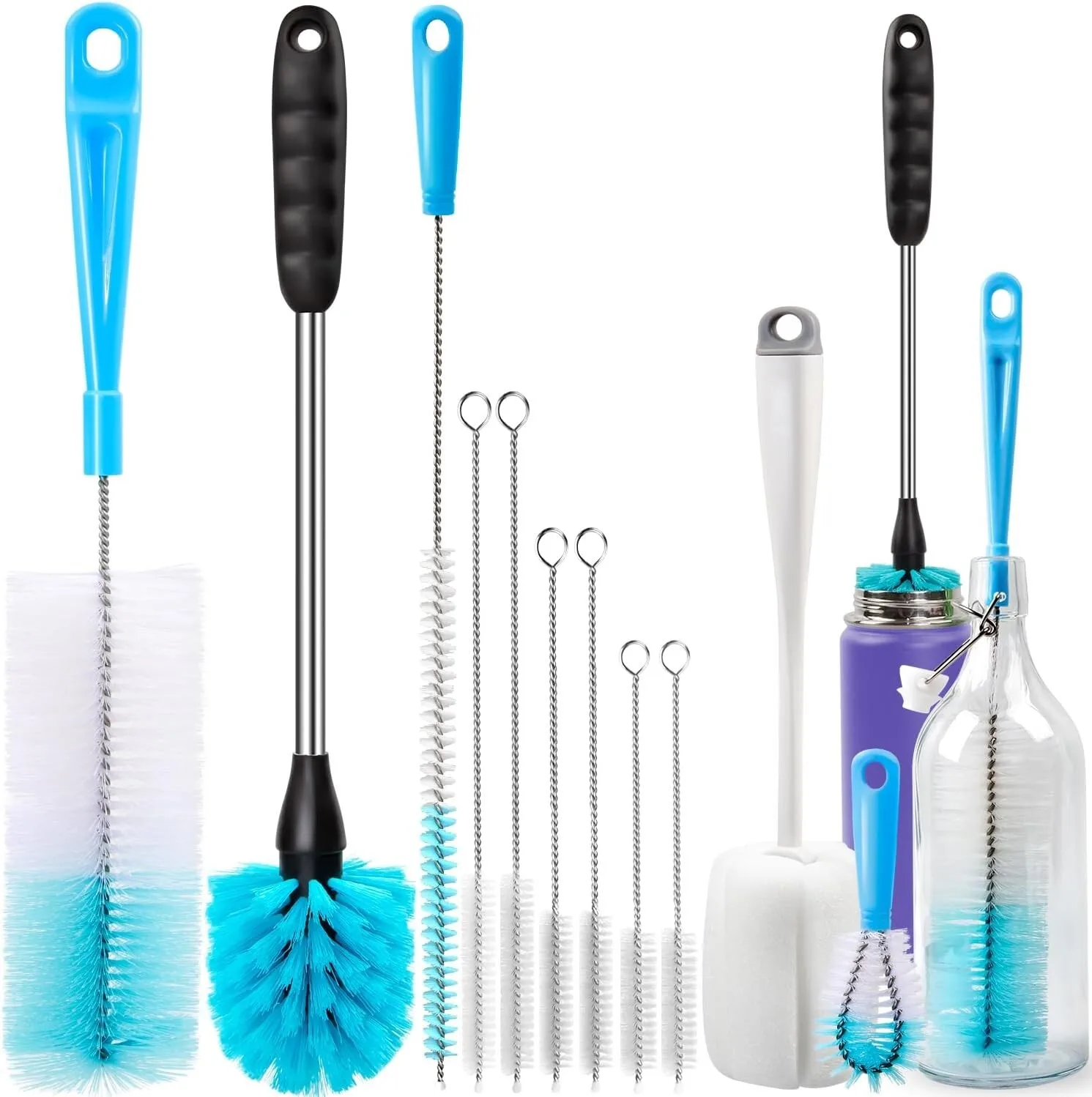 

2/5 Pack Bottle Brush Cleaning Set，Long Handle Bottle Cleaner for Washing Narrow