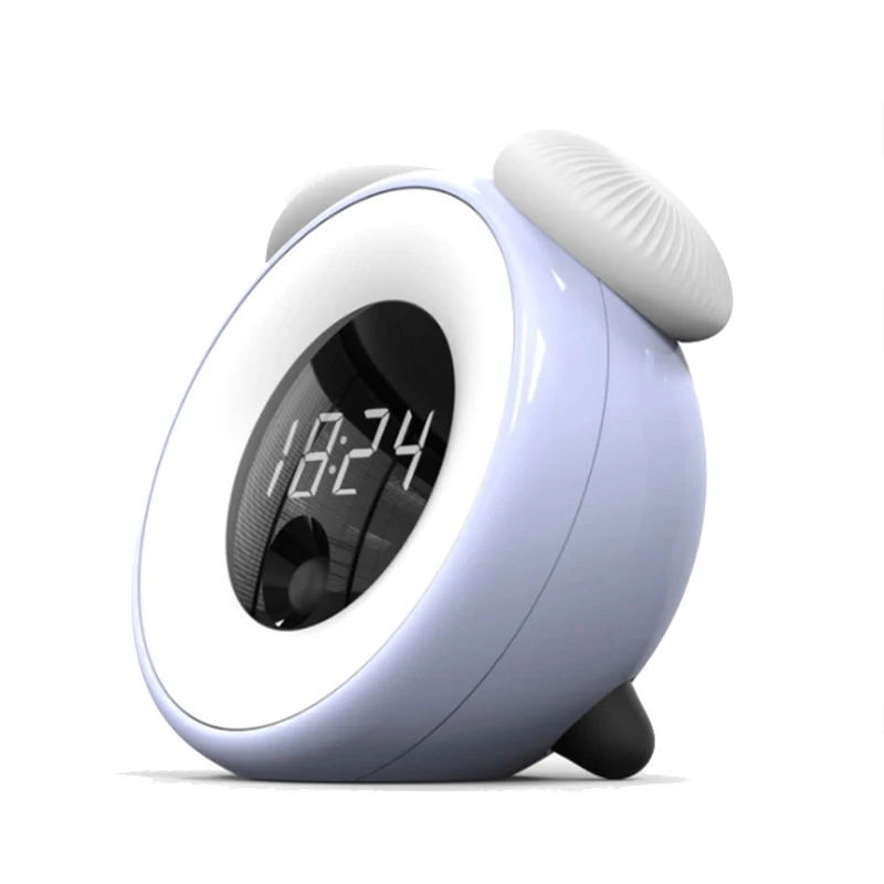 LED Digital Alarm Clock Electronic Small Backlit Intelligent Sensor Children Cute Charging Night Sleep Light(Blue)