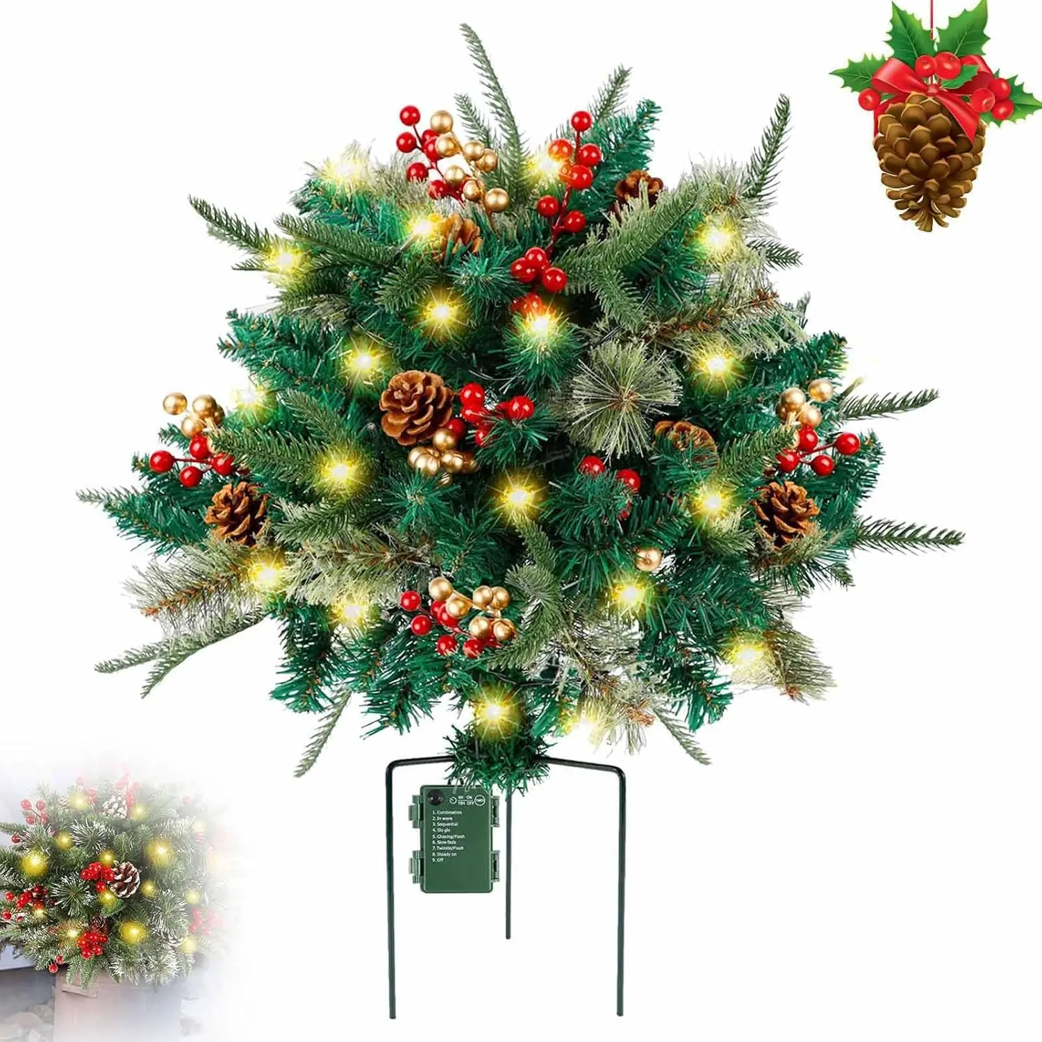 

LED Christmas Tree With Lights Artificial Pine Ground Plugs Outdoor Christmas Tree With Tripod Stake Christmas Decorations Props