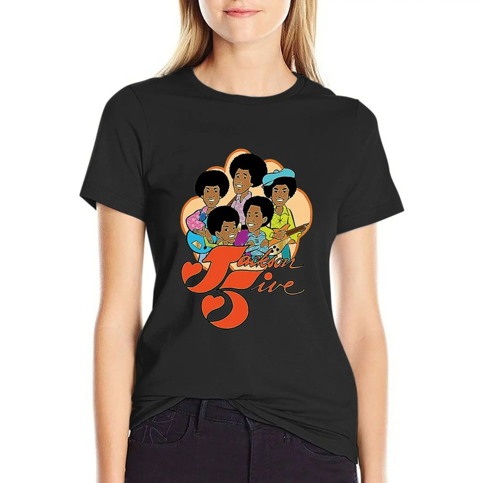 

Vintage Jackson 5 70s Cartoon Retro Vintage Style Distressed T-Shirt customs graphics t-shirts for Women loose fit