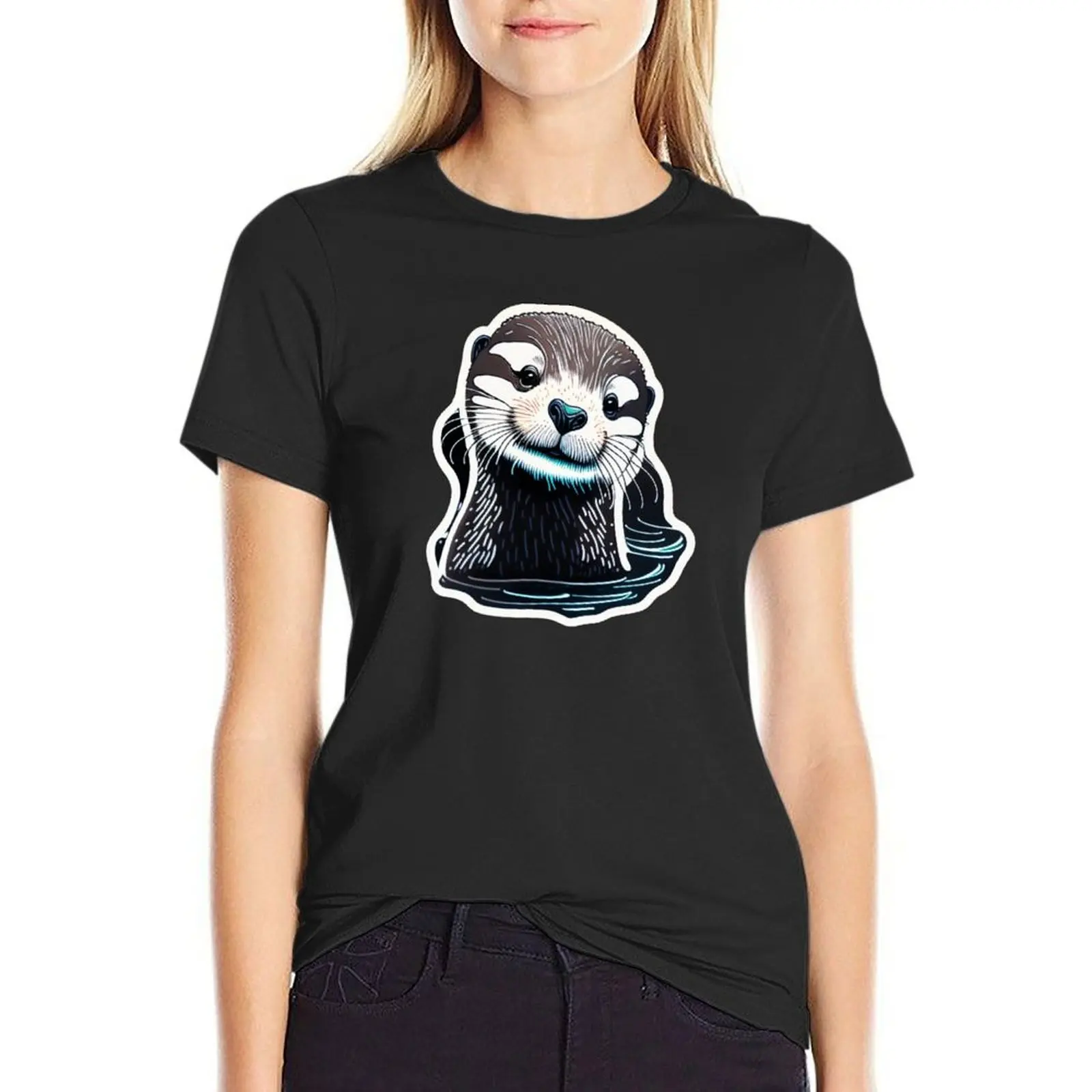 Adorable Otter T-Shirt sublime aesthetic clothes customizeds summer blouses woman 2024