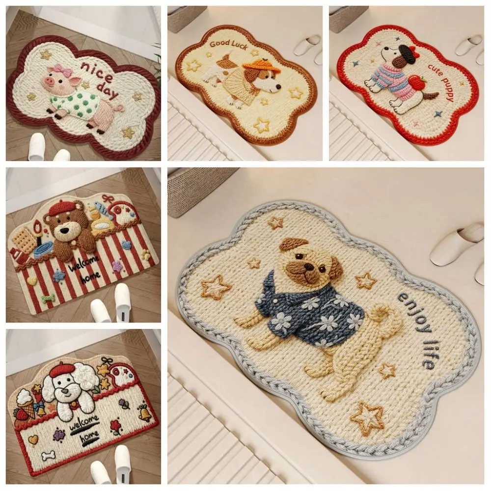 

New 40*60cm Diatom Mud Mat Woven Texture Cute Pattern Puppy Mat Absorbent Material Quick-Dry Feature Non-Slip Rug Vanity Area
