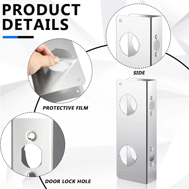 【قيمة المال】لوحة معززة للقفل والباب، لوحة غطاء ديدبولت 2-3/8 في الخلف، سمك 1-3/4 لإصلاح التعزيز #5