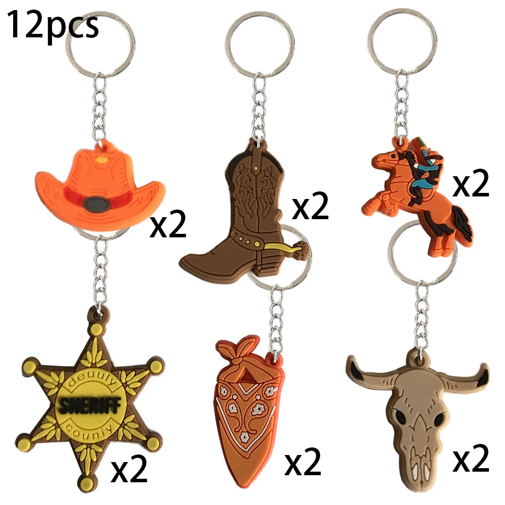 Horse Birthday Party Favor Keychain Stickers Wristbands Rubber Bracelets Horse Goodie Bags Cowboy Cowgirl Decoration