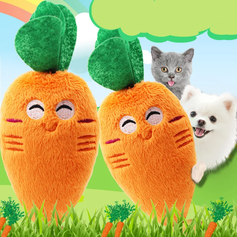 

Puppy Dog Plush Squeaky Toy for Small Medium Dogs Cute Bone Carrot Toy for Aggressive Chewers Pet Cat Products Puppy Accessories