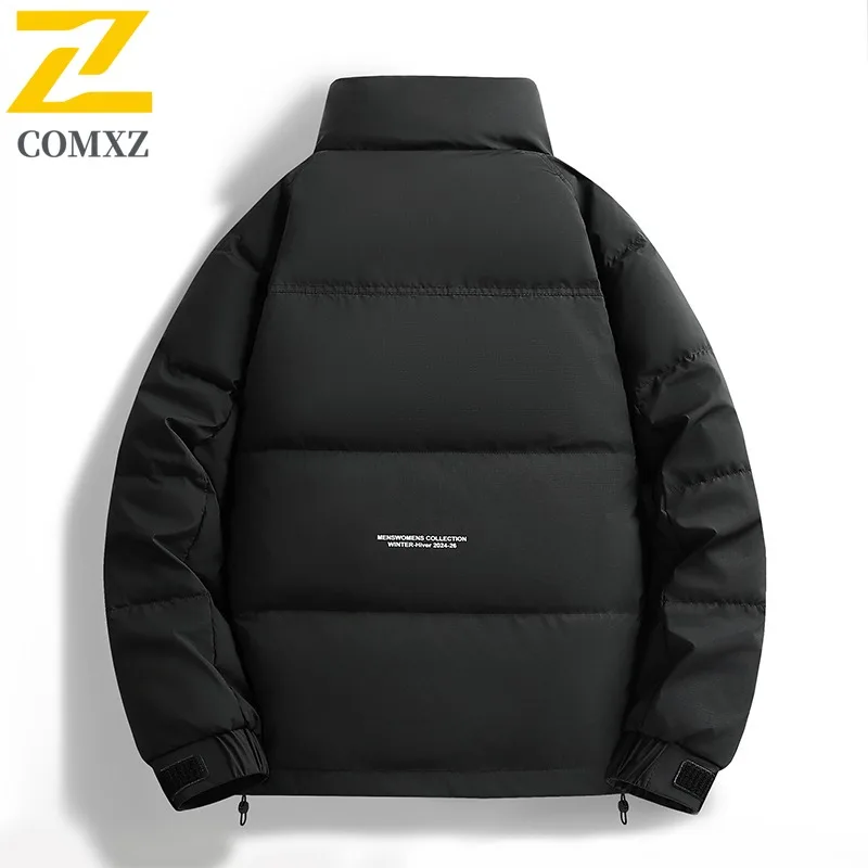 COMXZ-Chaqueta de plumón de estilo coreano para hombre, Parka ligera con diseño de cuello levantado, abrigo de invierno resistente al frío para exteriores de tono sólido