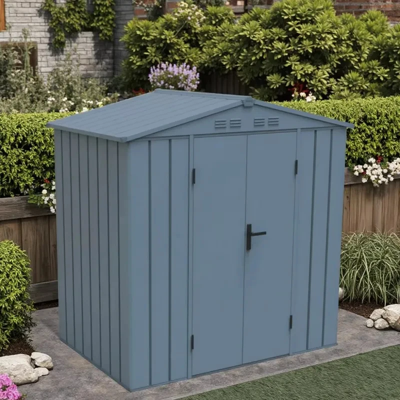 

Heavy Galvanized Steel Outdoor Storage with Easy Assembly Portle Metal Shed Lawn and Pool Accsori, Seasonal Items