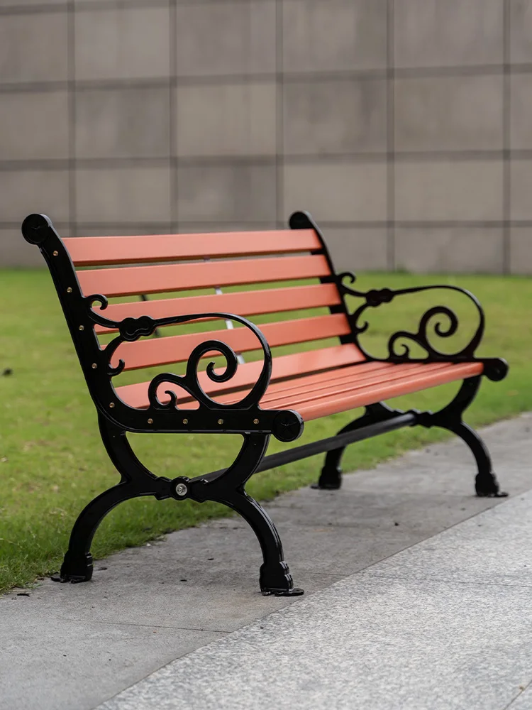 Park Chair Outdoor Bench Antiseptic Wood Bench Backrest Courtyard Rest Public Triple Chair