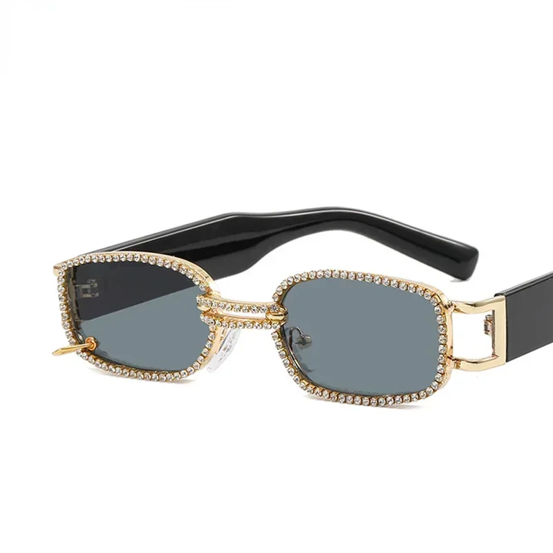 New Ladies Sunglasses Square Small Frame Diamond Sunglasses Personality Fashion Chain Diamond Sunglasses Ladies