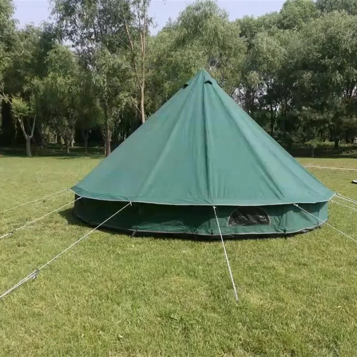 Katoenen canvas Camping Glamping Tipi Grote familie 4m 5m 6m Yurtgroene dubbele bel tentvloeren