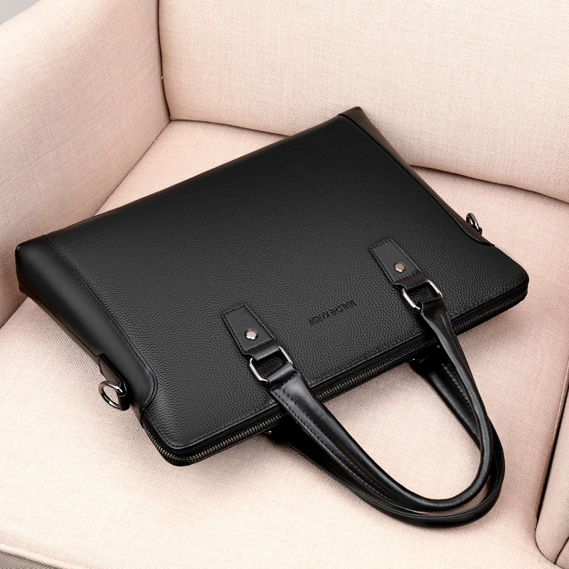 جديد فاخر البقرة جلد طبيعي رجال الأعمال حقيبة الذكور حقيبة حقيبة كتف الرجال حقيبة ساعي الصلبة حمل حقيبة حاسوب