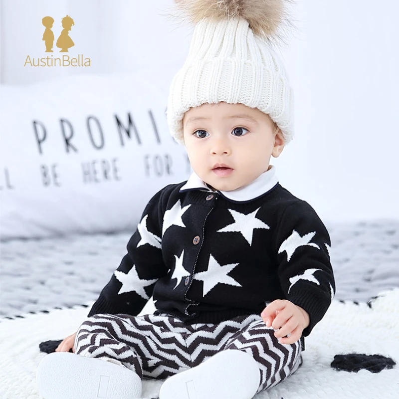 Newborn Baby Boy Star Cardigans Sweater Coat Autumn Winter Fashion Girls Soft Knitted Cardigan Coat Outerwear Toddler Clothing