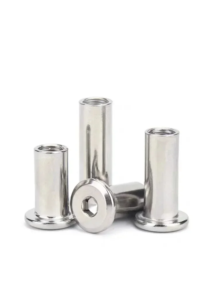 

100Pcs 304 Stainless Steel Hex Hexagon Socket Head Furniture Rivet Connector Insert Joint Sleeve Nut