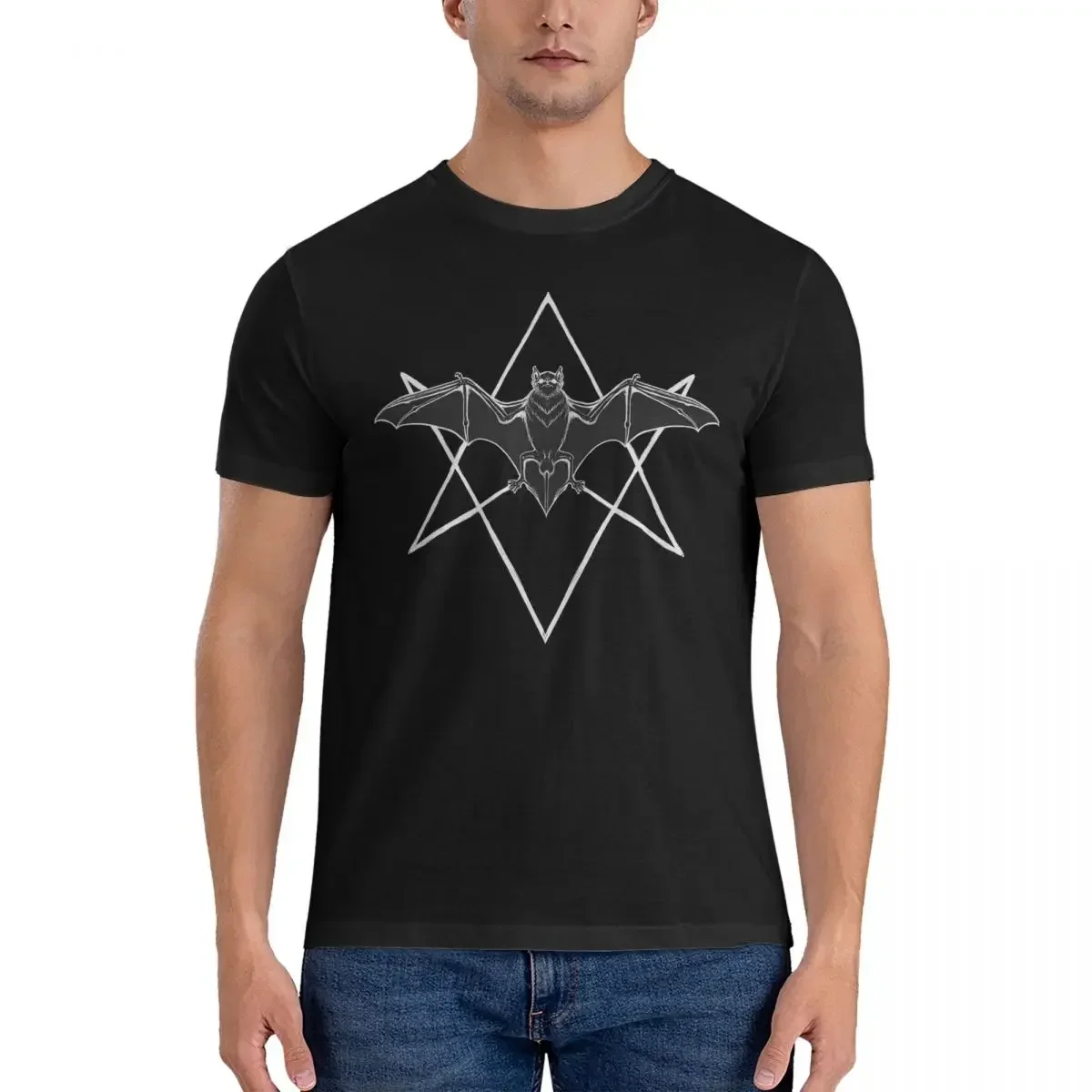 Bat With Hexagram T Shirt 100% Cotton Vintage T-Shirts Crew Neck The Return Of Vampur Tee Shirt Short Sleeve Clothes Gift Idea