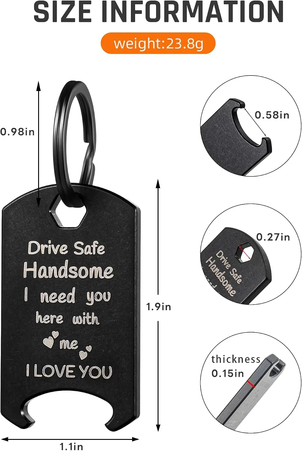 Titanium Drive Safe Keychain for Him,Mens Gift for Boyfriend Husband Daddy Fathers Birthday Valentines Christmas
