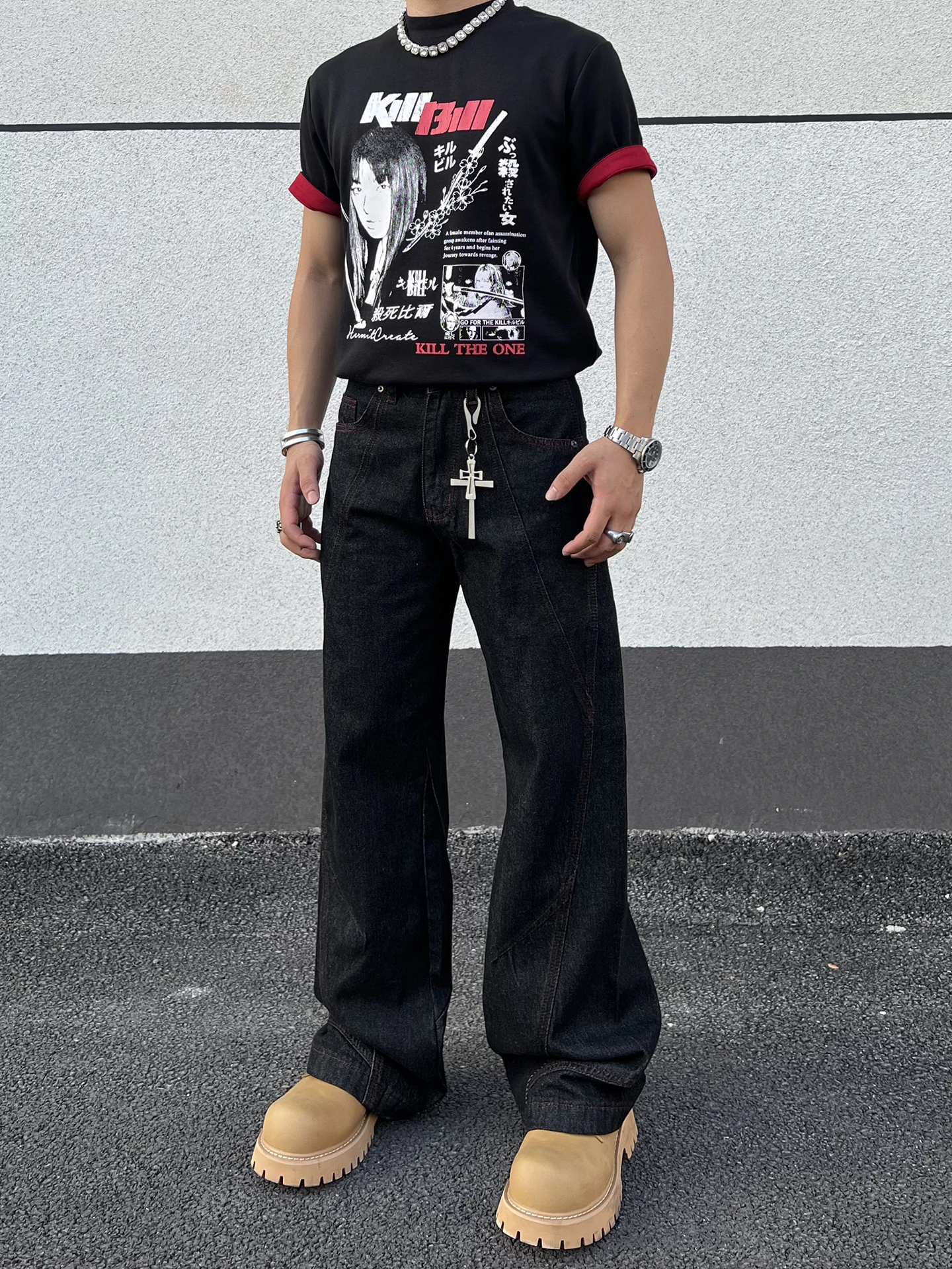 

Американские ретро-джинсы Cleanfit Original, свободные прямые мужские джинсы с пэчворк-дизайном, повседневная молодежная одежда