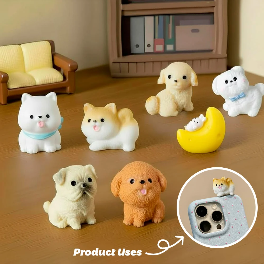 4PCS Puppy Cat Rabbit Dogs Miniature Figurines Terrarium Crafts Realistic Animals for Phone Case Computer Screen Desk Accessorie