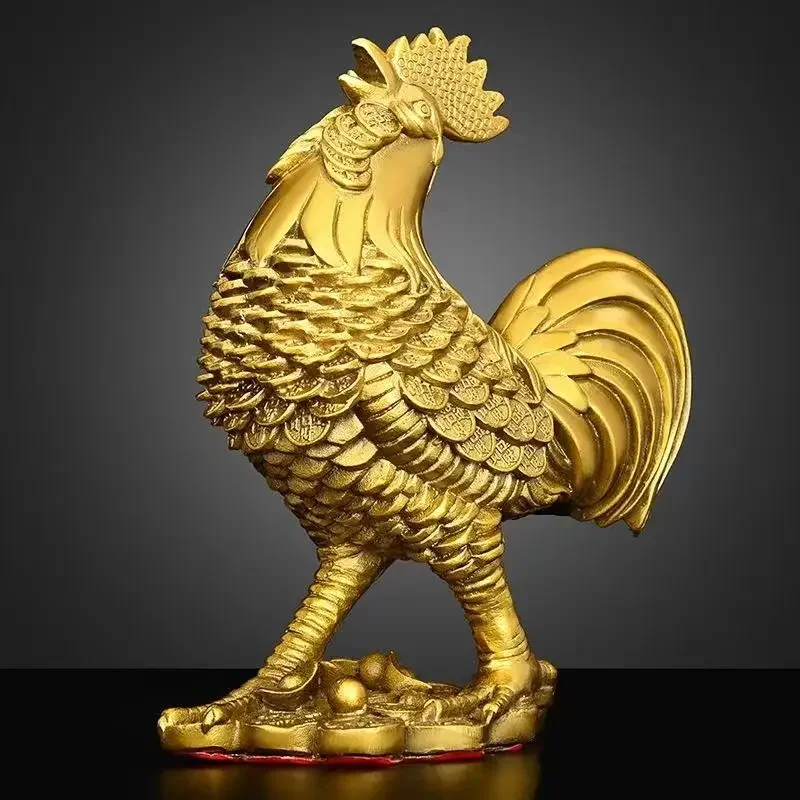 Chinese Pure Copper Chicken Ornament Zodiac Rooster Home Living Room Bedroom Office Decorations