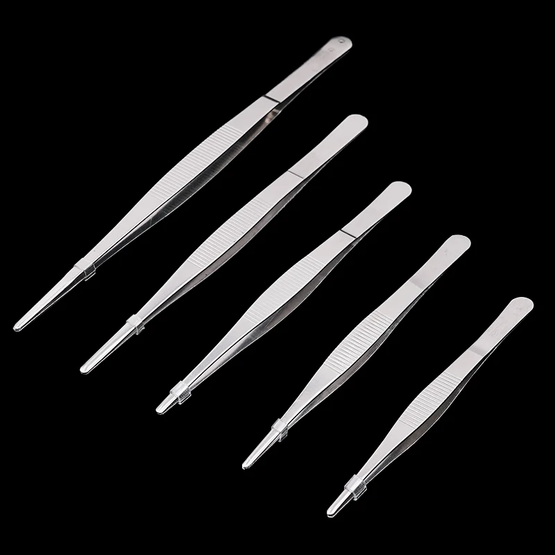 Veterinary Stainless Steel Surgical Tweezers Forceps Heat Resistant Straight Tweezers 14/16/18/20/24Cm Farm Animals Tools