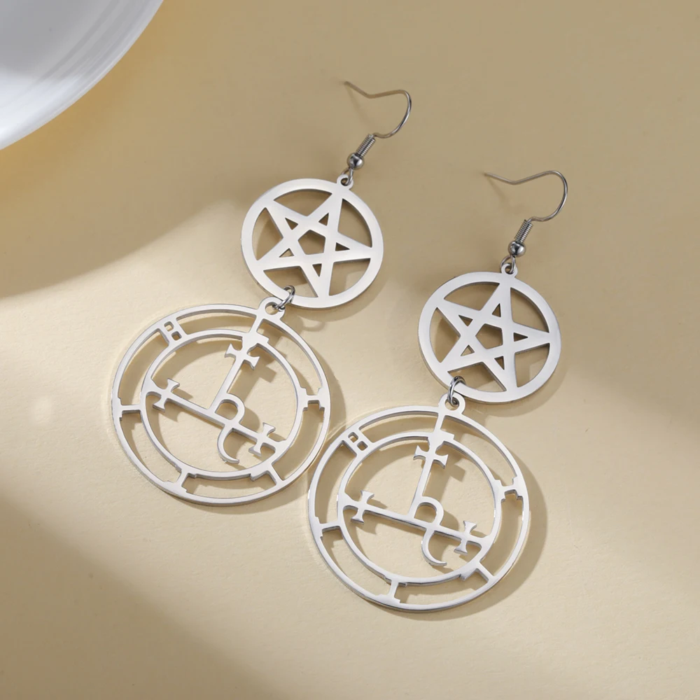 Dawapara Wheel of Hecate Pentagram Ohrringe Sigil of Lilith Mondgöttin Pentagramm Symbol Edelstahl Ohrringe Wicca Schmuck – Detail 16