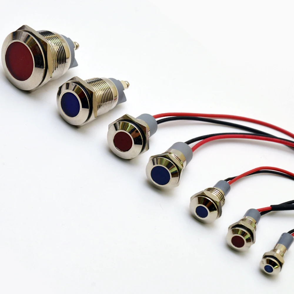 Wielokolorowy wskaźnik światła Led 220v 6/8/10/12/14/16/19/22/25/28/30 mm sygnał motocyklowy 24v światła czerwony zielony światło ostrzegawcze Led — zdjęcie 4