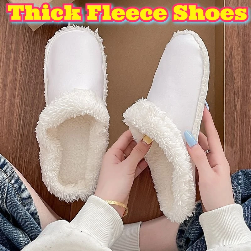 

Thickened Plush Thermal Fleece Lined Clog Slippers Warm Cozy Cotton Indoor Home Winter House Shoes Women Men Adults Comfortable