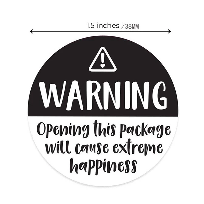 Etiquetas de advertencia de felicidad extrema, 120 piezas, negro y rosa, Adorable, 1,5 pulgadas, pegatinas de embalaje de agradecimiento, sello de sobre para envolver regalos