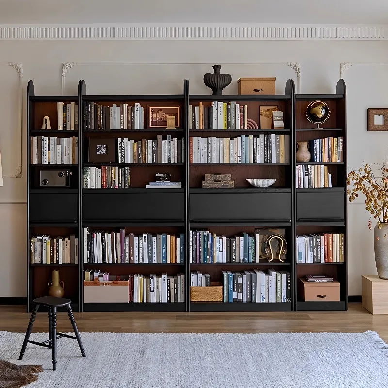 

floor cabinet integrated whole wall combined cabinet solid wood living room display cabinet bookshelf medium ancient style