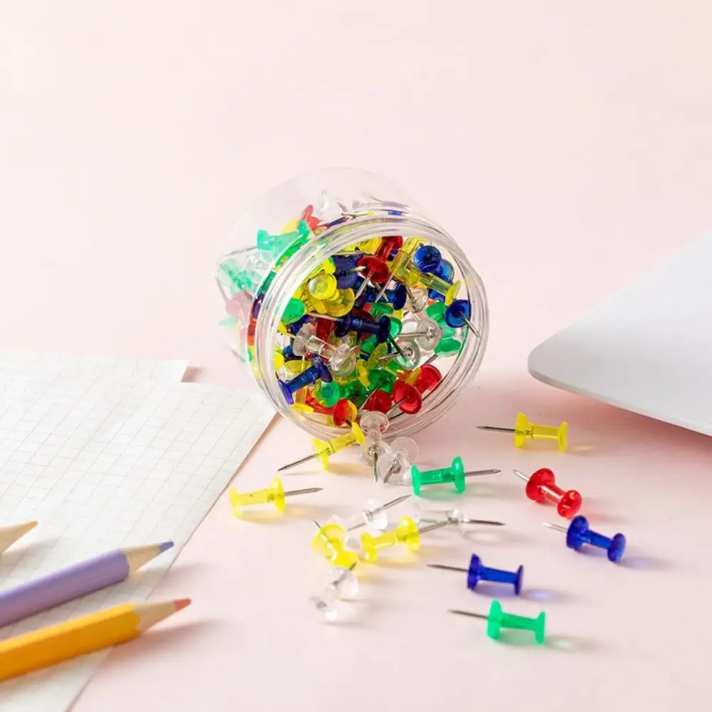 100PCS Wall Cards Photos Pushpin Thumbtack Cork Board Buttons Pins Board Tacks Push Pins Plastic Thumb Tacks Pins School Office