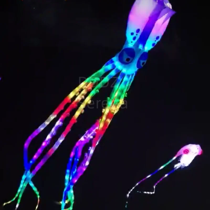 DDDZ Arco Iris color 18m LED pulpo 30D tela de poliéster Ripstop pipa inflable grande y suave con control remoto pipa nocturna