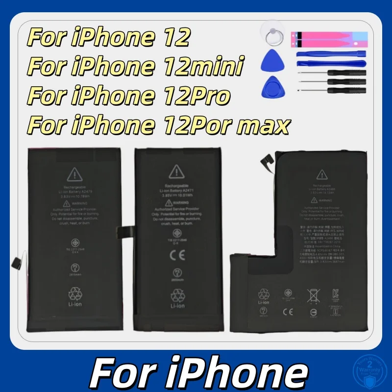 

New Phone Battery For iPhone 12 12 Pro 12 Por Max pm Replacement Bateria+Free tools