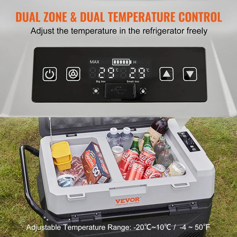 VEVOR 38L/53L Car Refrigerator Portable Mulifunction Fridge Freezer Cooler Ice Box for RV Travelling Camping Fishing Keep Cool