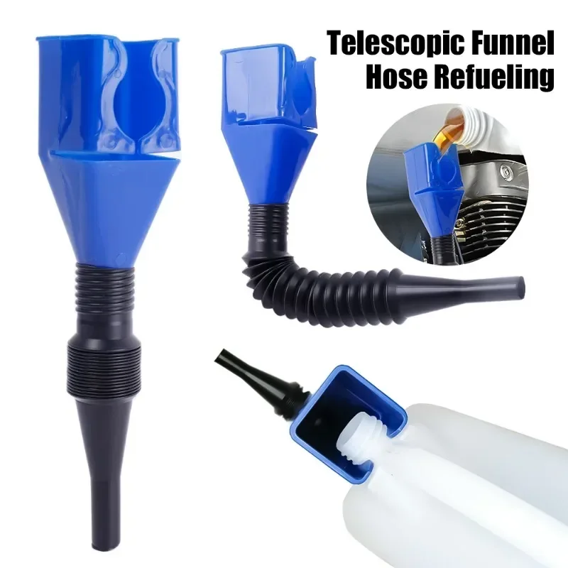 1/2/4pcs Telescopic Car Refueling Funnel Universal Engine Oil Gasoline Filter Transfer Funnels Tool Foldable Portable Funnels