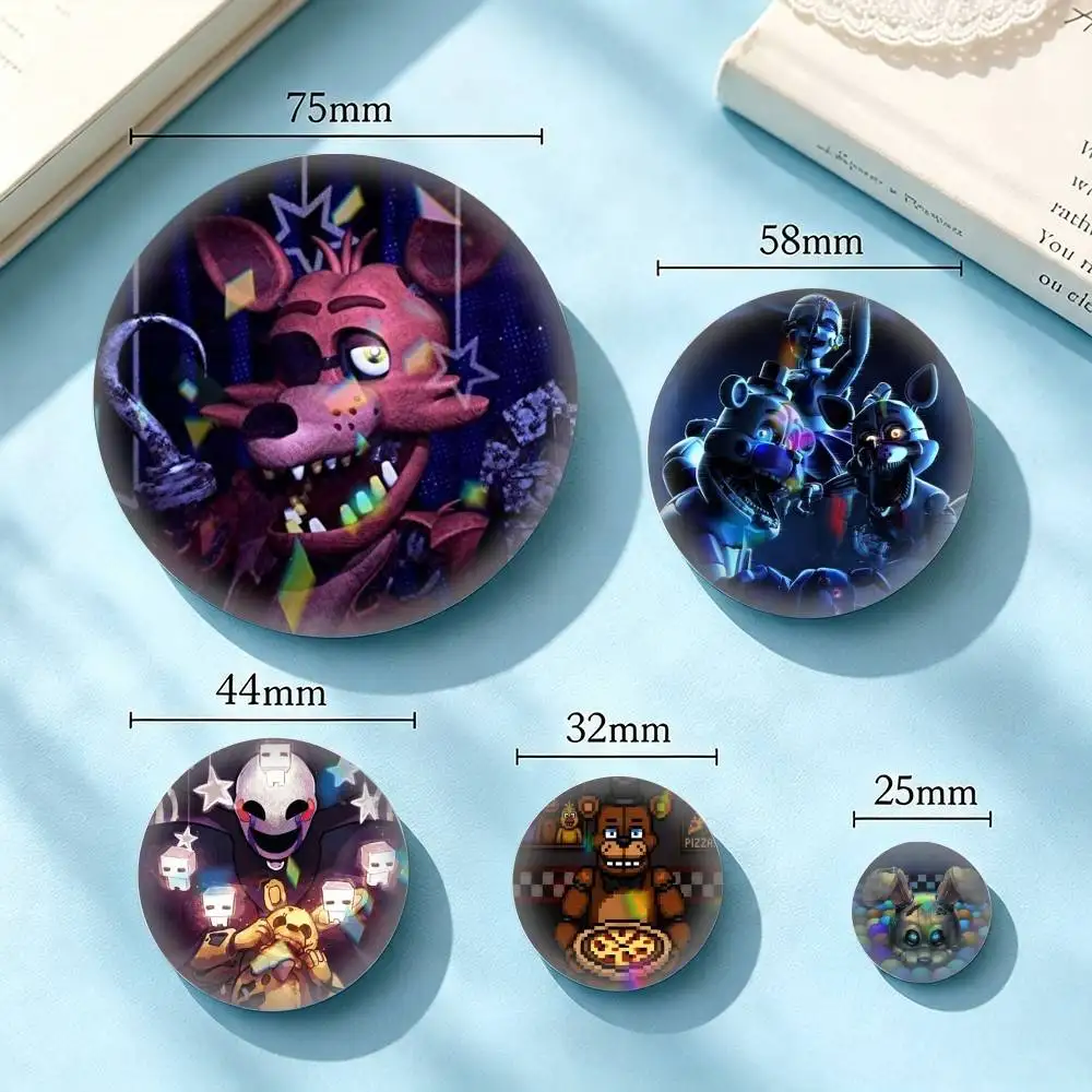 Five Nights At Freddy-S FNAF 25 32 44 58 75mm Badges Personalized Round Brooches Pins Accessory Gift