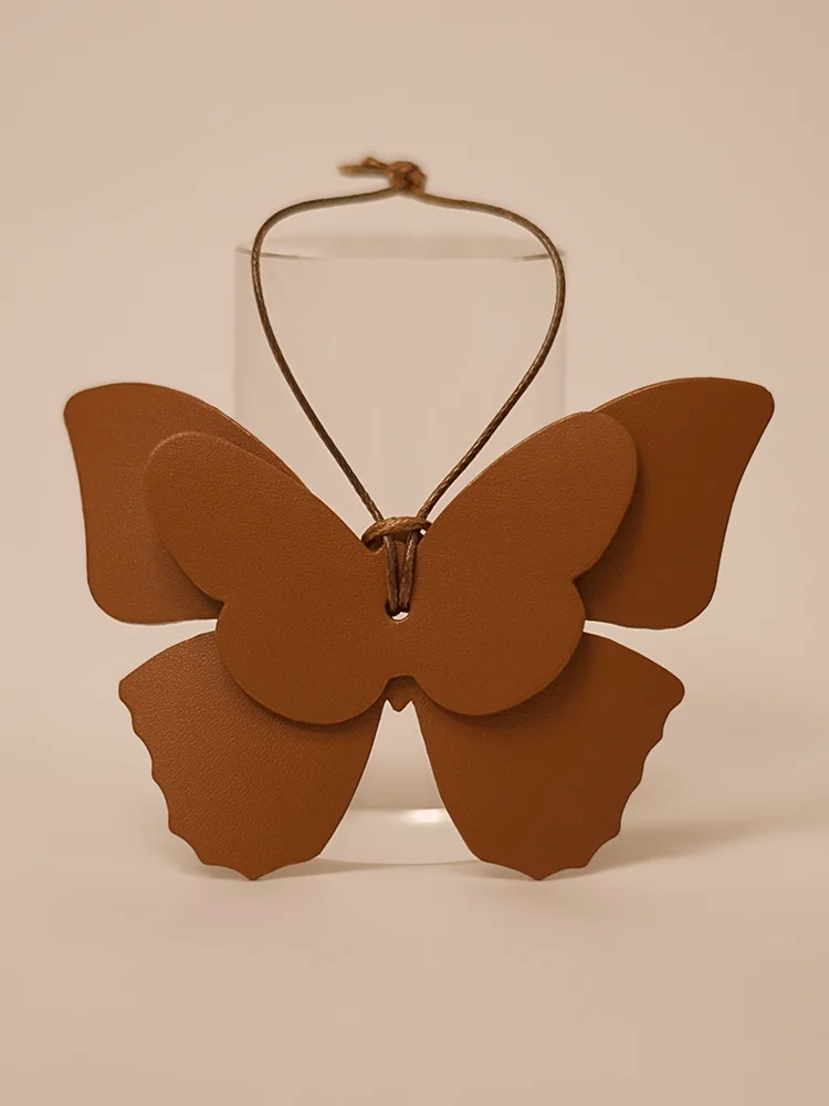 

New Arrival PU Leather Handmade Butterfly Shaped Bag Pendant Keychain For Man Or Woman Gift